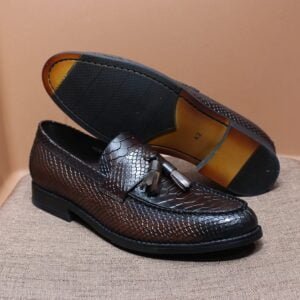 Luxury Snake Print Apoussi Loafers – Premium Cow Leather Slip-On